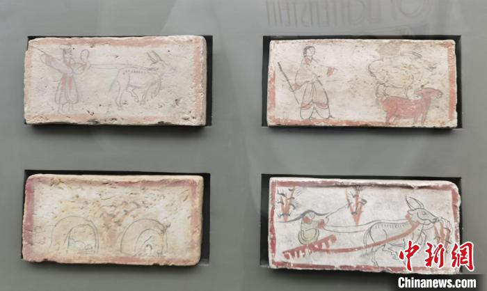 圖為嘉峪關長城博物館館藏文物魏晉墓彩繪畫像磚中豐富多彩的古代農(nóng)牧業(yè)生產(chǎn)活動。(資料圖) 丁思 攝