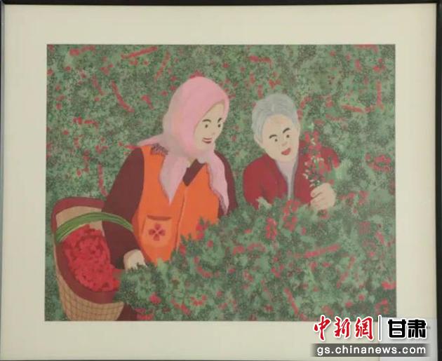 靖遠(yuǎn)縣枸杞種植業(yè)帶動(dòng)10多萬農(nóng)民脫貧致富。刺繡 王明風(fēng) 繡稿 胡靜